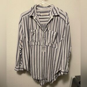 We The Free Pullover Oversize Tunic Stripe Long Sleeve Size XS
